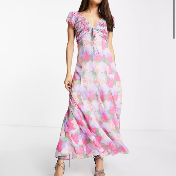ASOS Ruched Floral Maxi Dress - Picture 1 of 4